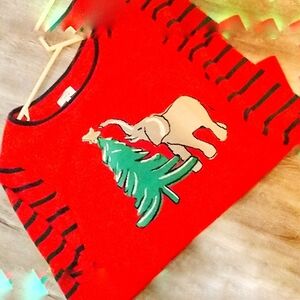 Crown & Ivy Red Elephant Sweater